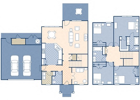 Floor plan for 4 beds, 2.5 baths, 1954 sqft